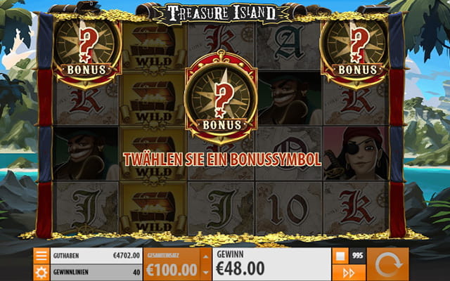 Die Bonusrunde des Treasure Island Slots.