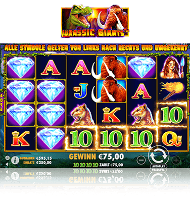 Der Spielablauf des Slots Jurassic Giants.