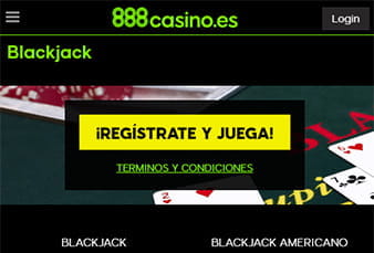 Página de registro de 888casino móvil.